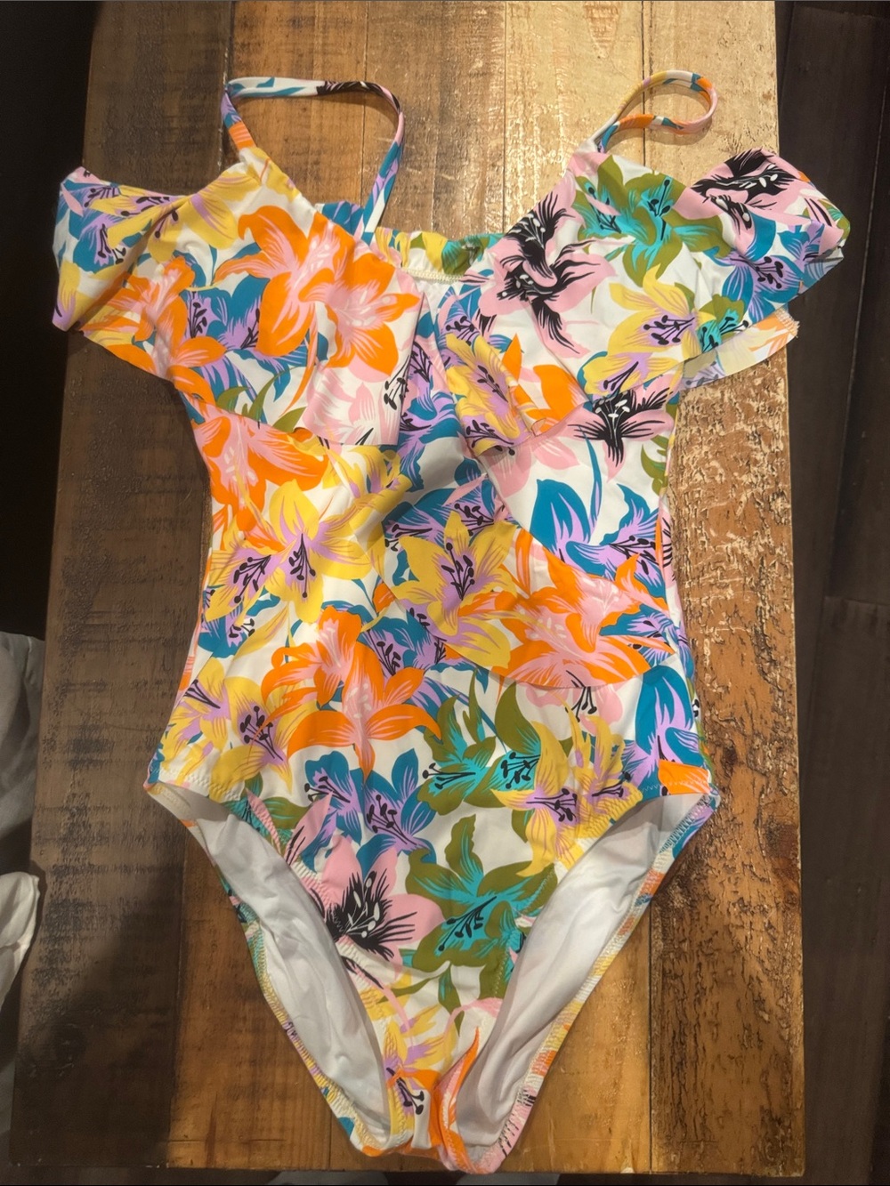 Nanette Lapore women’s small Floral One-Piece Swimsuit  off shoulder